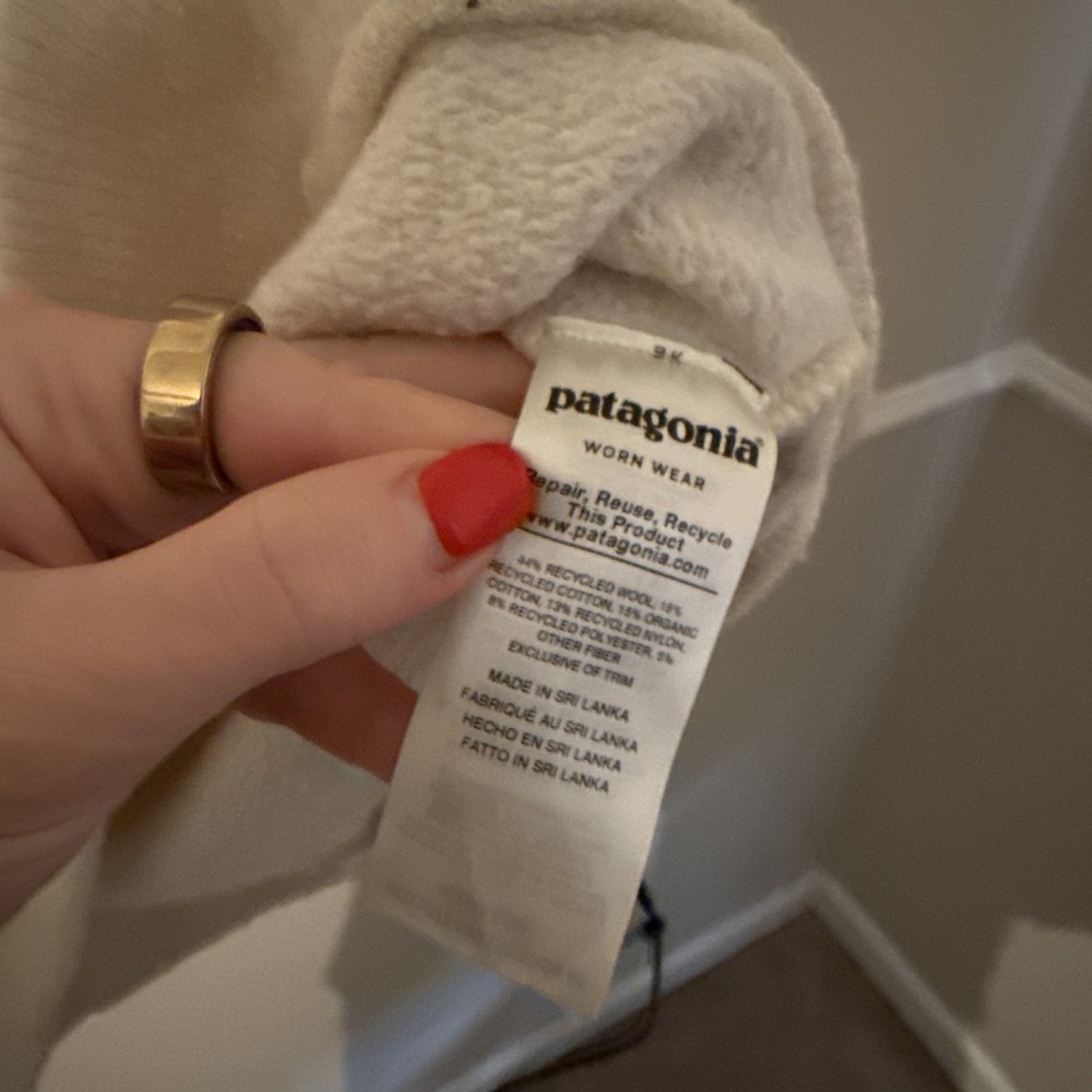 Patagonia Recycled Wool Cream Ivory Soft Warm Quarter Zip Women's Large Pullover - Picture 4 of 4